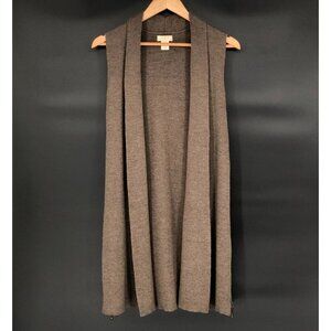 St. Tropez Women's Sleeveless Duster Cardigan S Brown Merino Wool Blend Coastal
